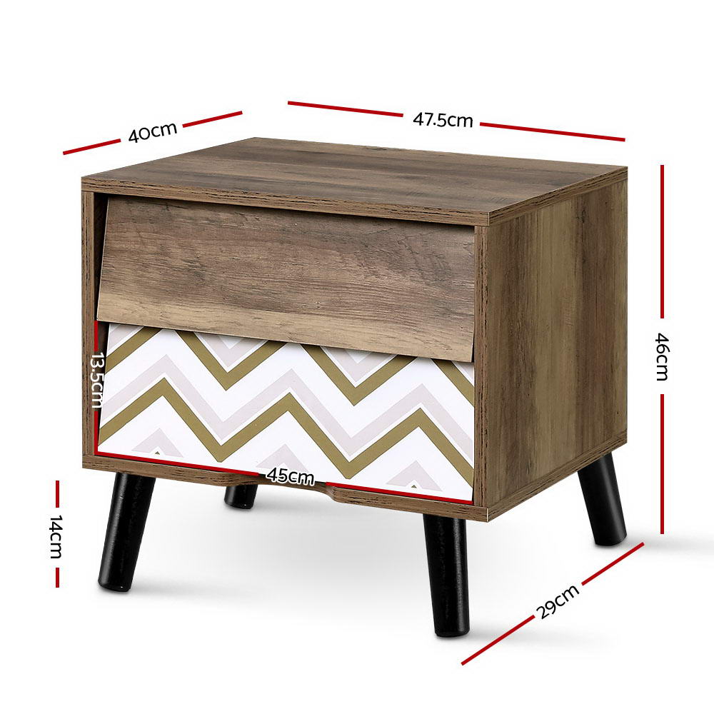Artiss Bedside Tables 2 Drawers Table Storage Nightstand Cabinet Lamp Side Wood