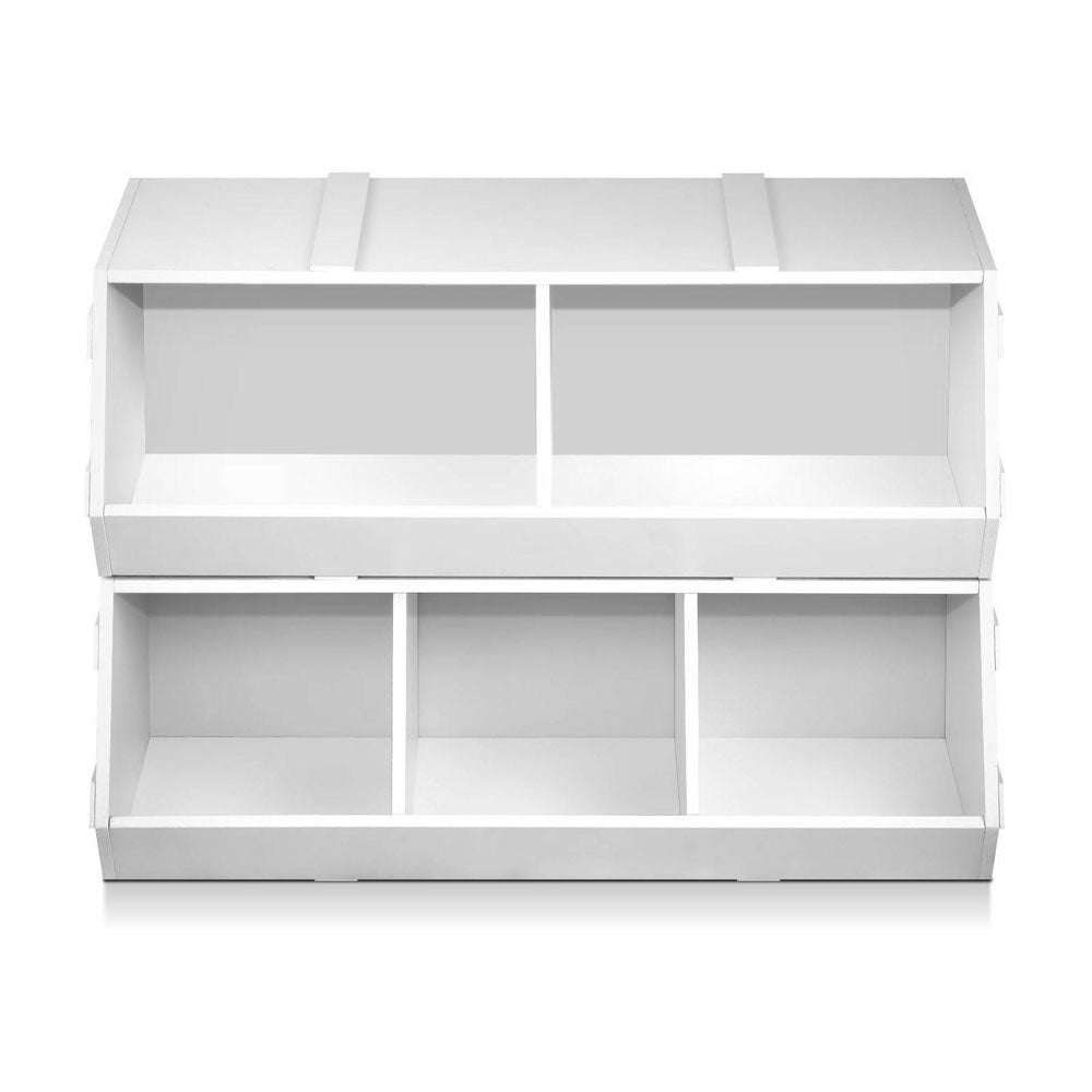 Keezi Kids Toy Box Stackable Bookshelf Storage Organiser Bookcase Shelf