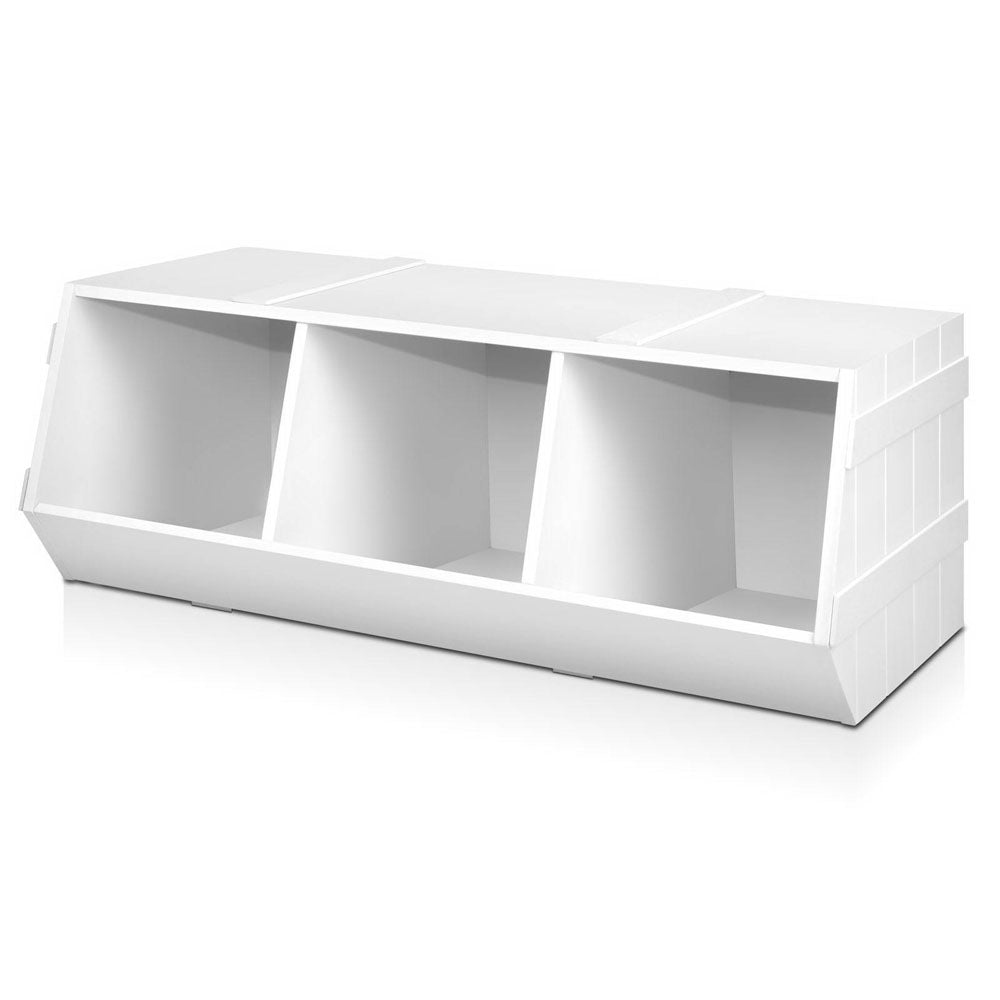 Keezi Kids Toy Box Stackable Bookshelf Storage Organiser Bookcase Shelf