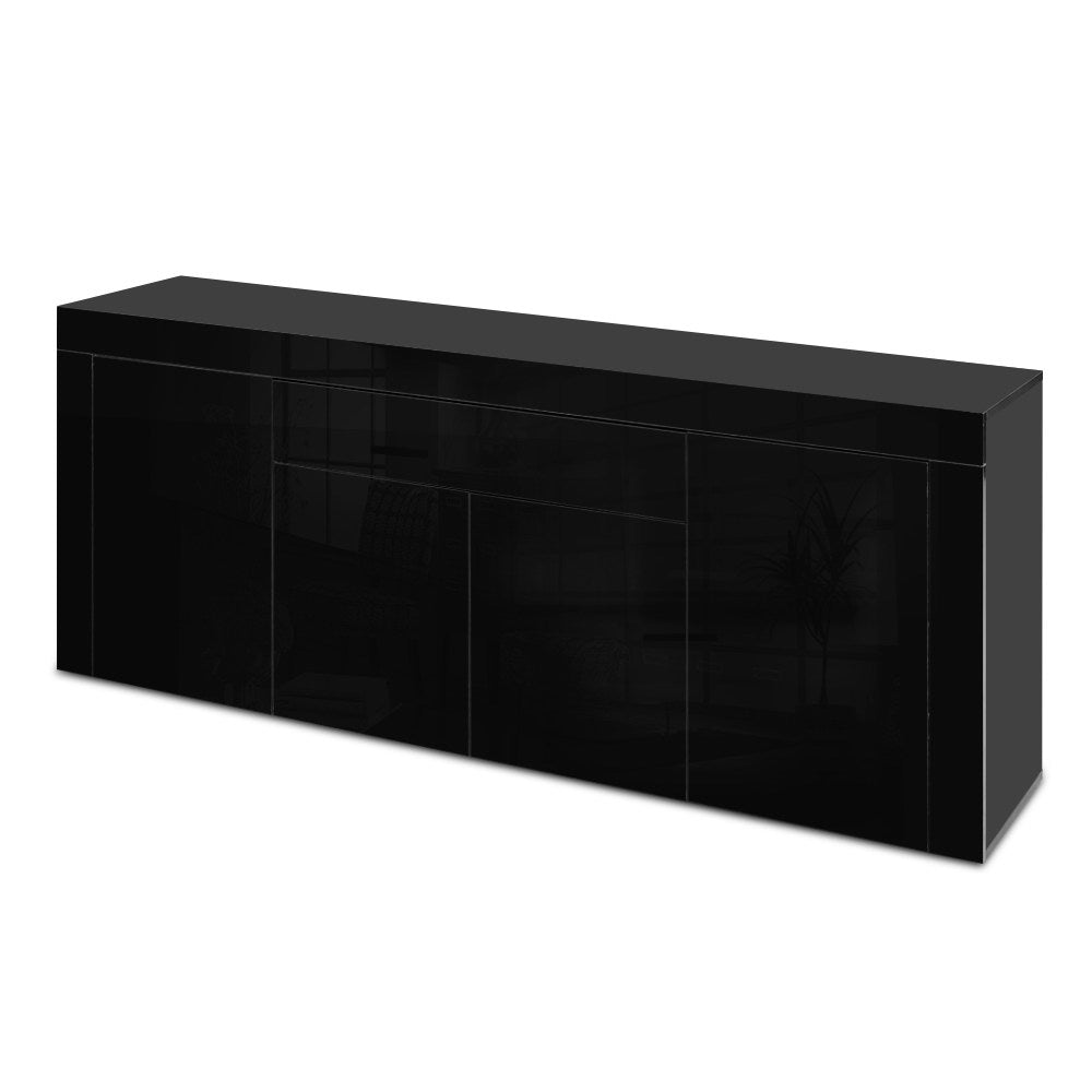 Artiss Sideboard Buffet High Gloss Storage Cabinet 4 Doors Cupboard Hall Black