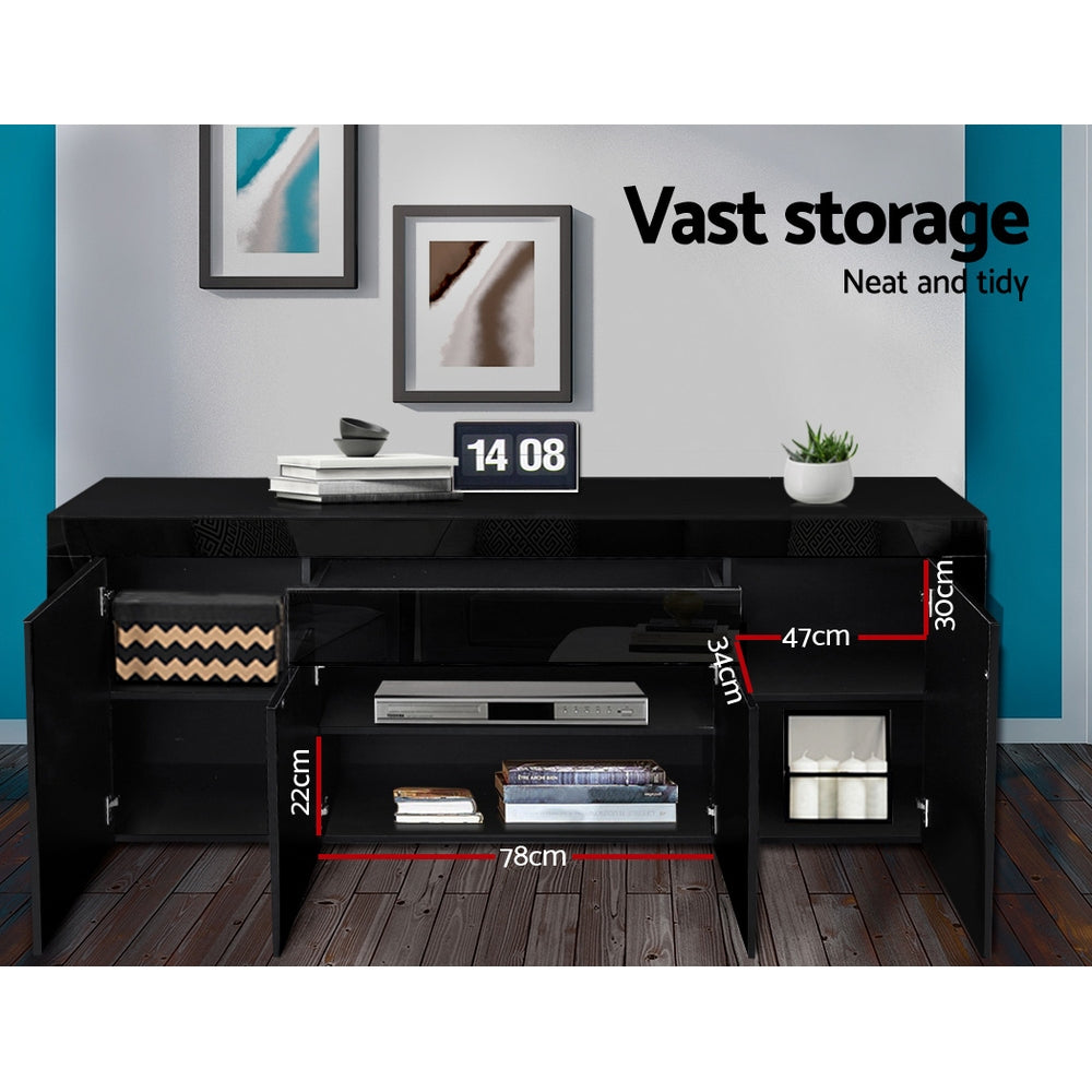 Artiss Sideboard Buffet High Gloss Storage Cabinet 4 Doors Cupboard Hall Black