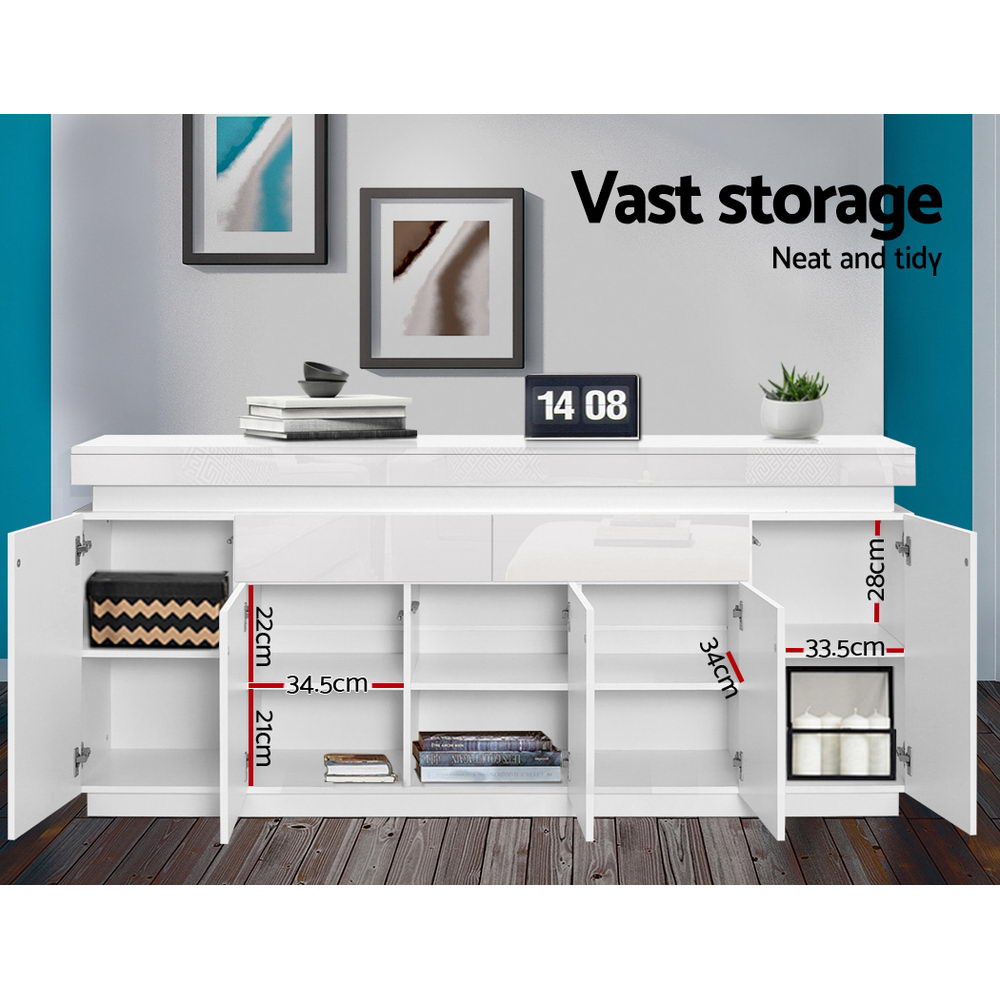 Artiss 180cm LED Buffet Sideboard Cabinet High Gloss Storage Cupboard Drawers