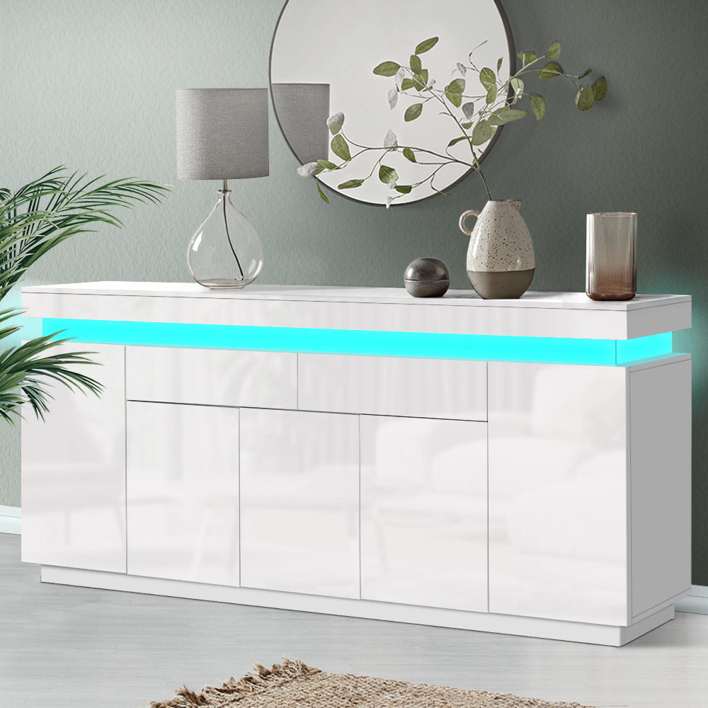 Artiss 180cm LED Buffet Sideboard Cabinet High Gloss Storage Cupboard Drawers