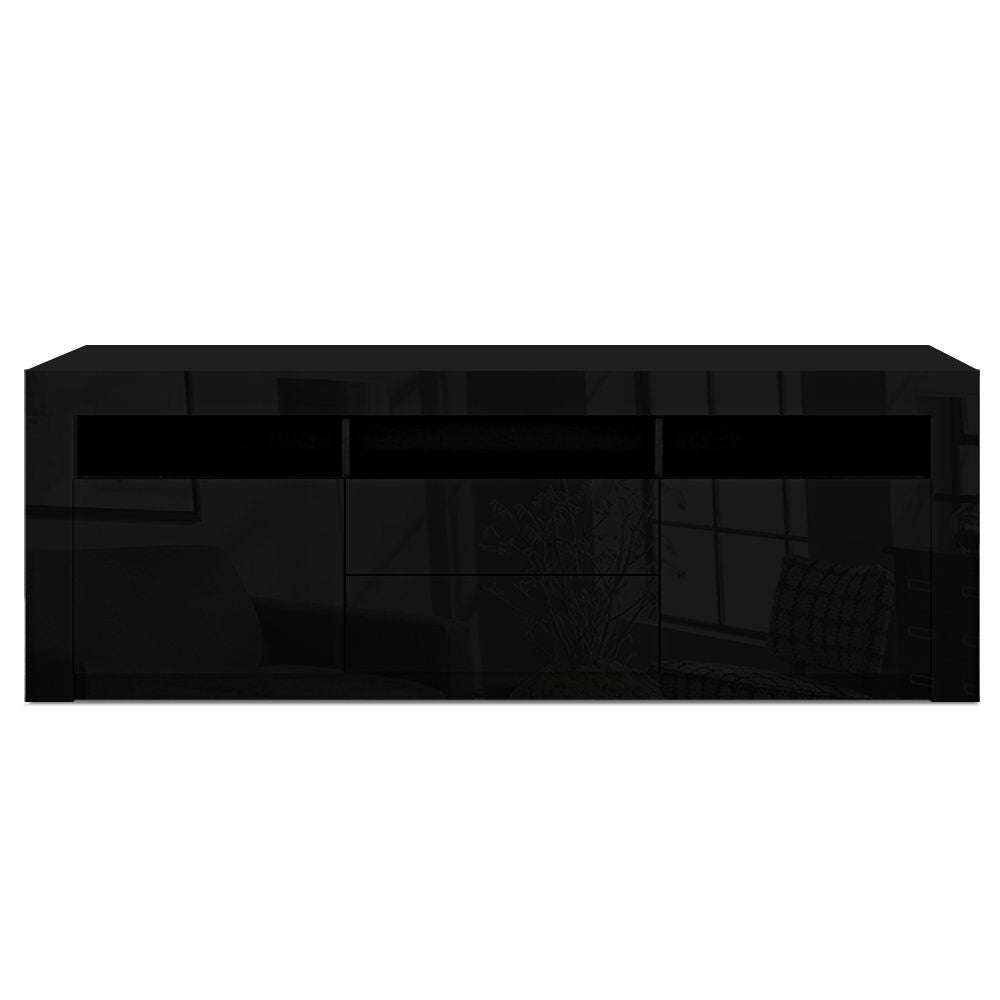 Artiss TV Cabinet Entertainment Unit Stand RGB LED High Gloss Furniture Storage Drawers Shelf 180cm Black