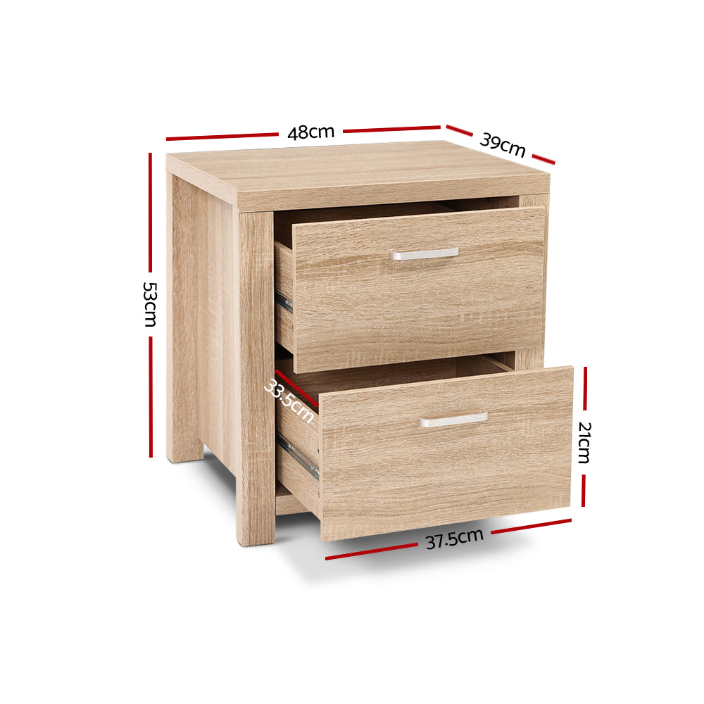 Artiss Bedside Table Lamp Side Tables Drawers Nightstand Unit Beige Wood