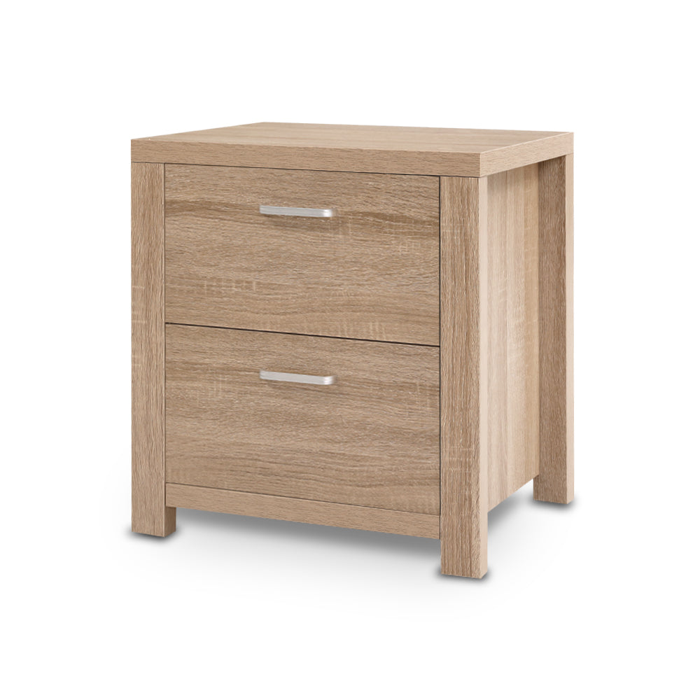 Artiss Bedside Table Lamp Side Tables Drawers Nightstand Unit Beige Wood