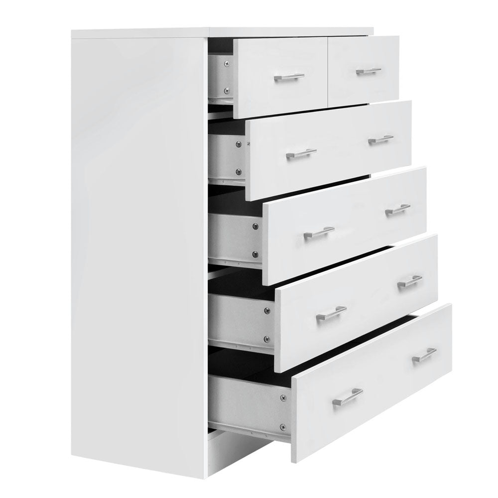 Artiss Tallboy 6 Drawers Storage Cabinet - White