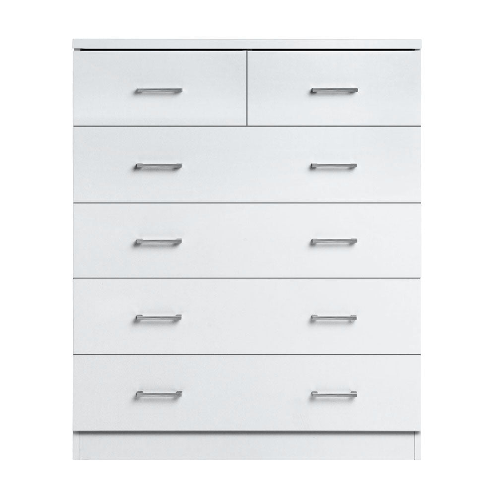 Artiss Tallboy Dresser Table 6 Chest of Drawers Cabinet Bedroom Storage White