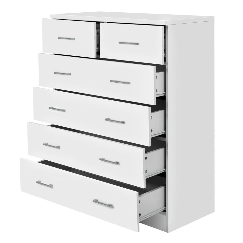 Artiss Tallboy Dresser Table 6 Chest of Drawers Cabinet Bedroom Storage White