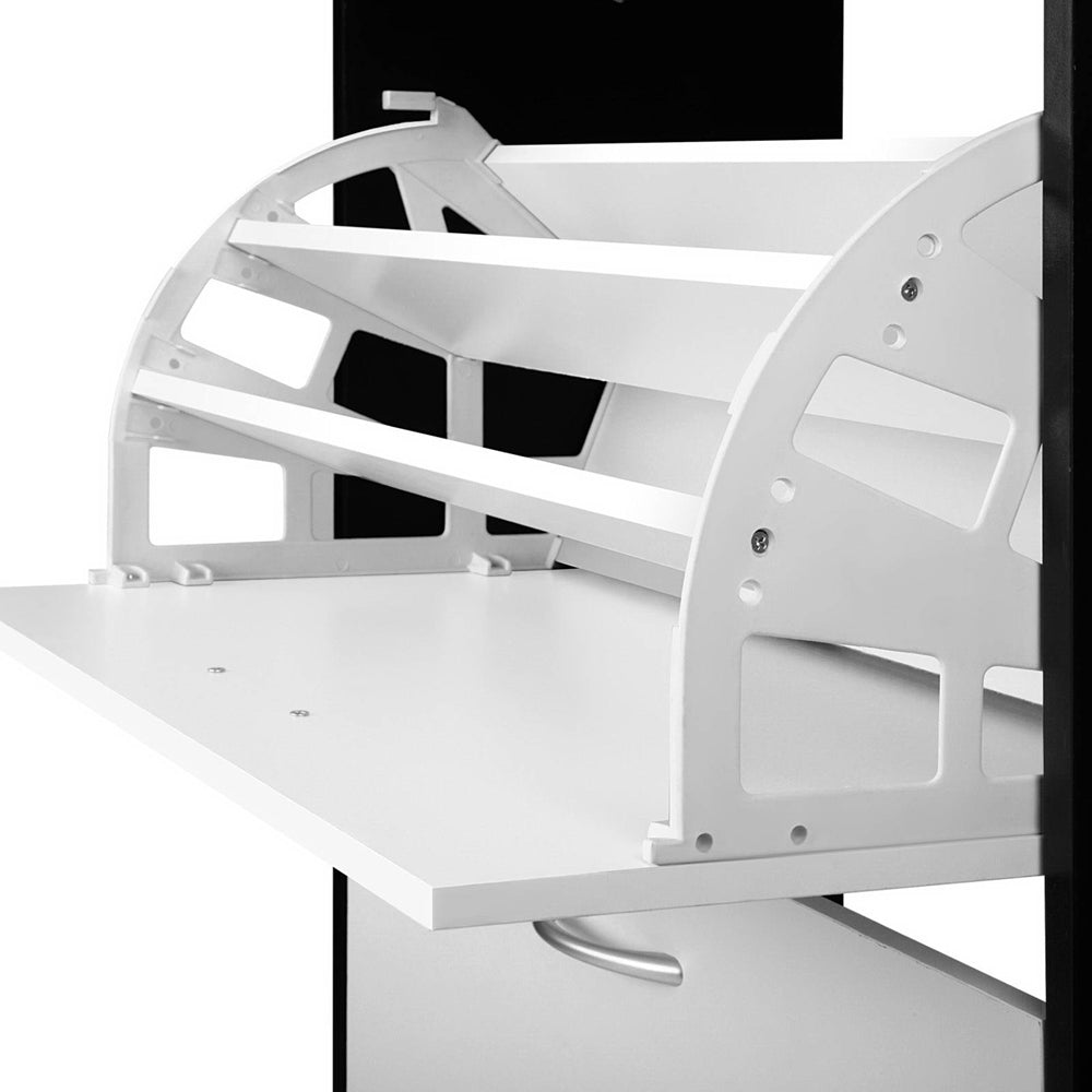 Artiss 3 Tier Shoe Cabinet - Black & White