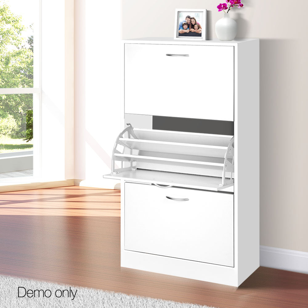 Artiss 3 Tier Shoe Cabinet - White
