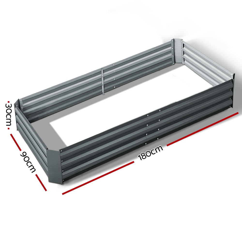 Greenfingers 180x90x30CM Galvanised Raised Garden Bed Steel Instant Planter