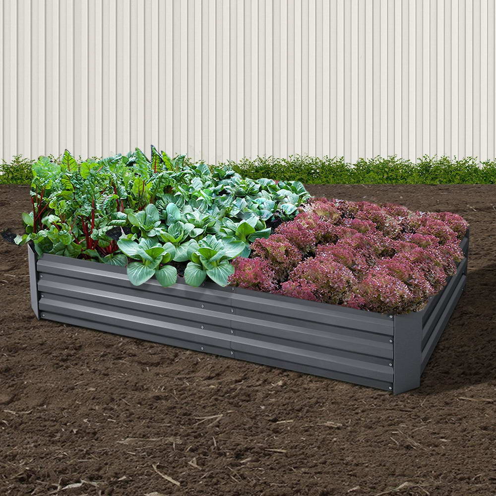 Greenfingers 180x90x30CM Galvanised Raised Garden Bed Steel Instant Planter