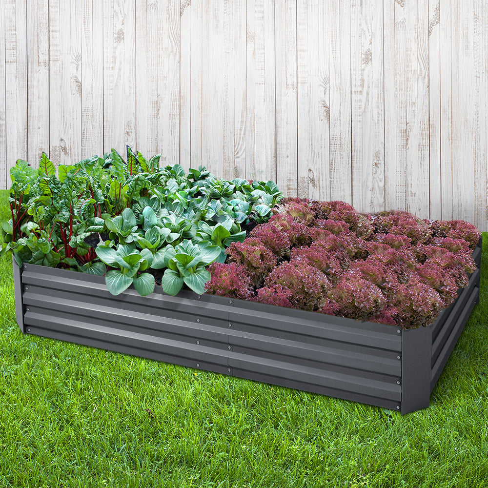 Greenfingers Galvanised Steel Raised Garden Bed Instant Planter 210 x 90 Aluminium