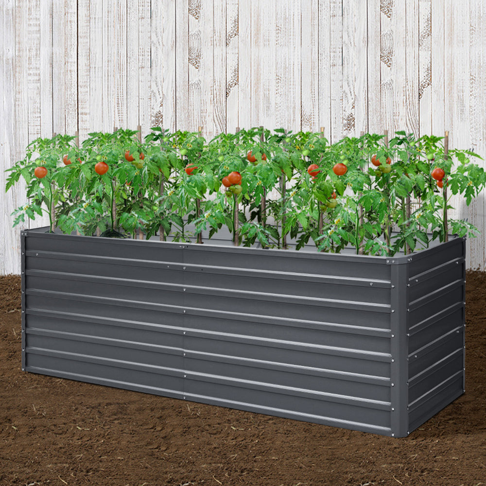 Greenfingers Garden Bed 240X80X77CM Galvanised Raised Steel Instant Planter 2N1