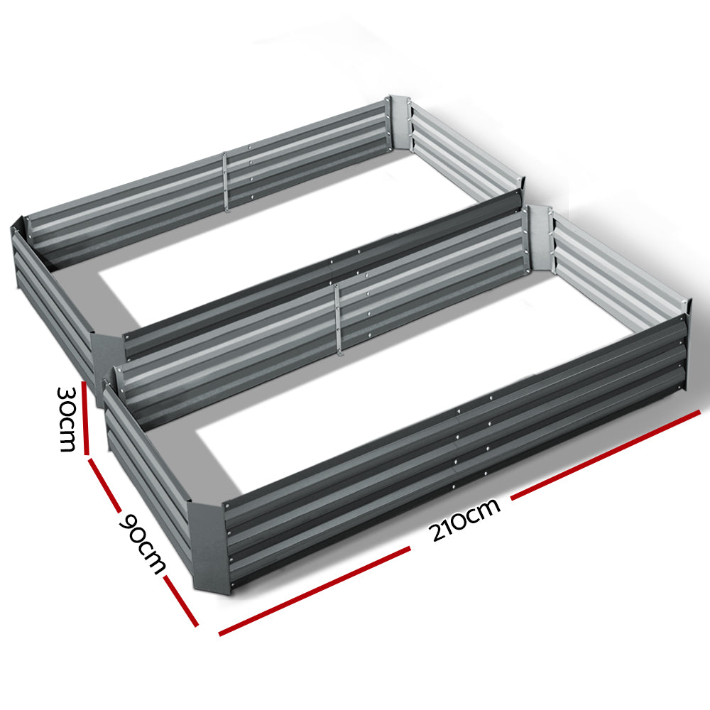Greenfingers Garden Bed 2PCS 210X90X30cm Galvanised Steel Raised Planter