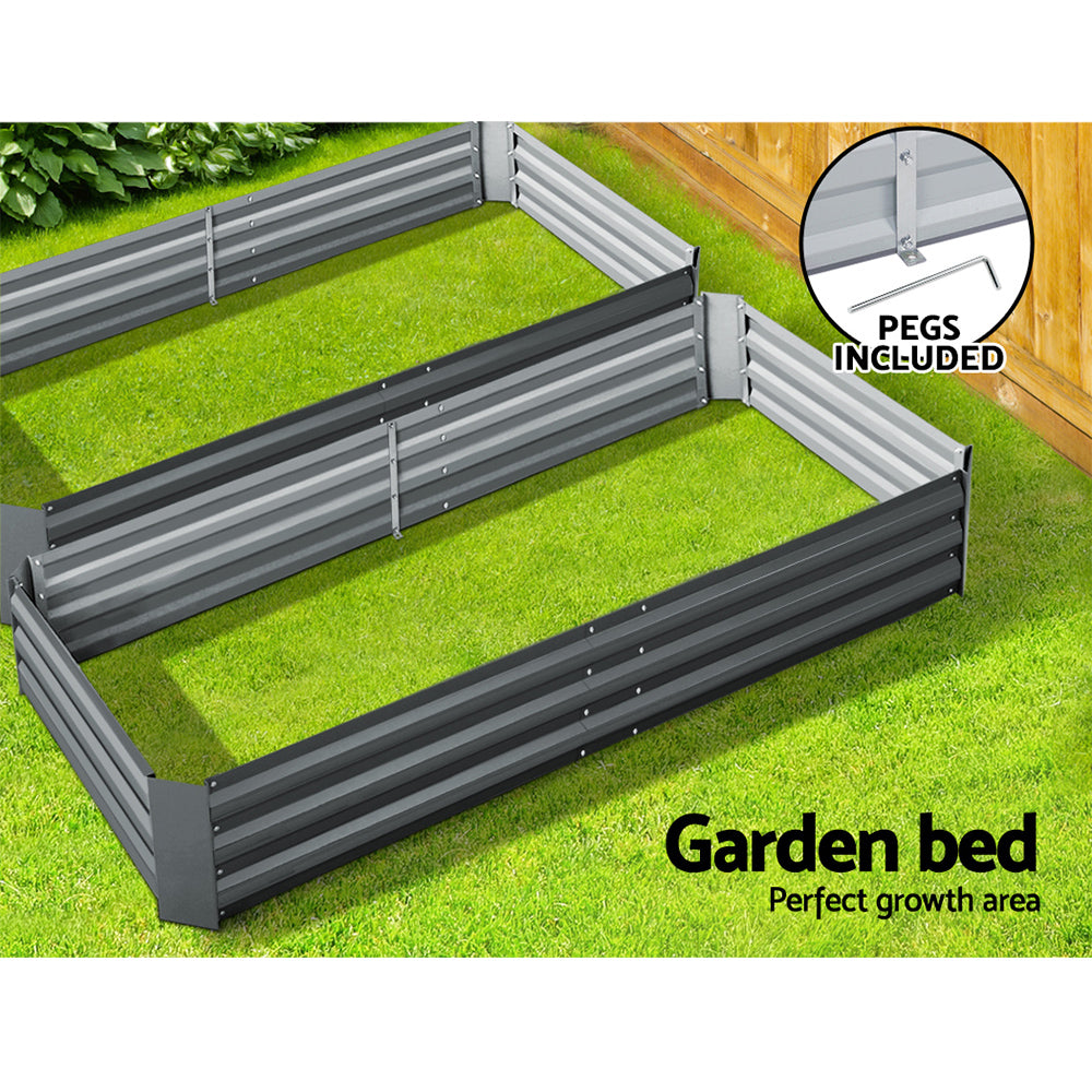 Greenfingers Garden Bed 2PCS 210X90X30cm Galvanised Steel Raised Planter