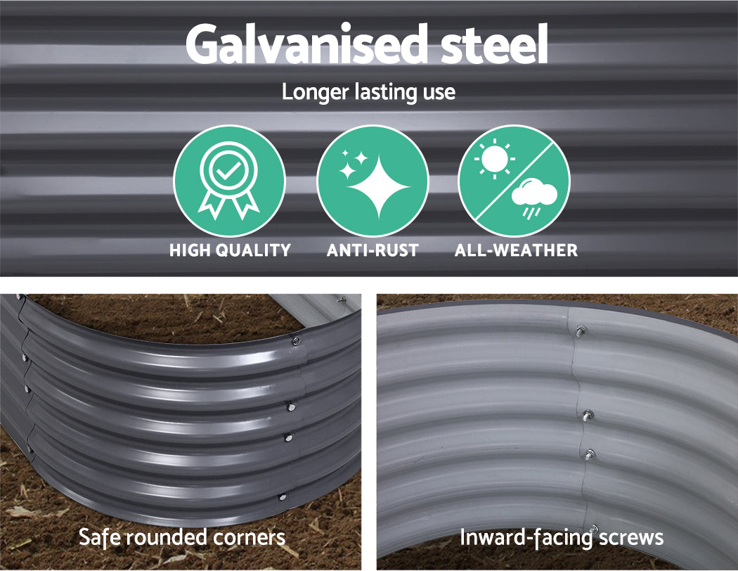 Greenfingers 320X80X42CM Galvanised Raised Garden Bed Steel Instant Planter