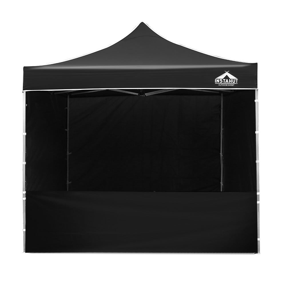 Instahut Aluminium Pop Up Gazebo Outdoor Folding Marquee Tent 3x3m Black