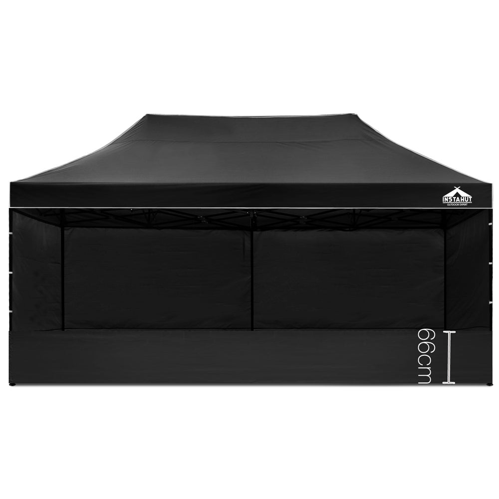 Instahut Gazebo Pop Up Marquee 3x6m Folding Wedding Tent Gazebos Shade Black