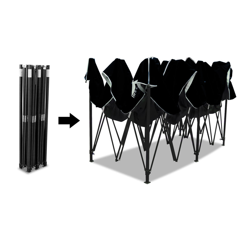 Instahut Gazebo Pop Up Marquee 3x6m Folding Wedding Tent Gazebos Shade Black