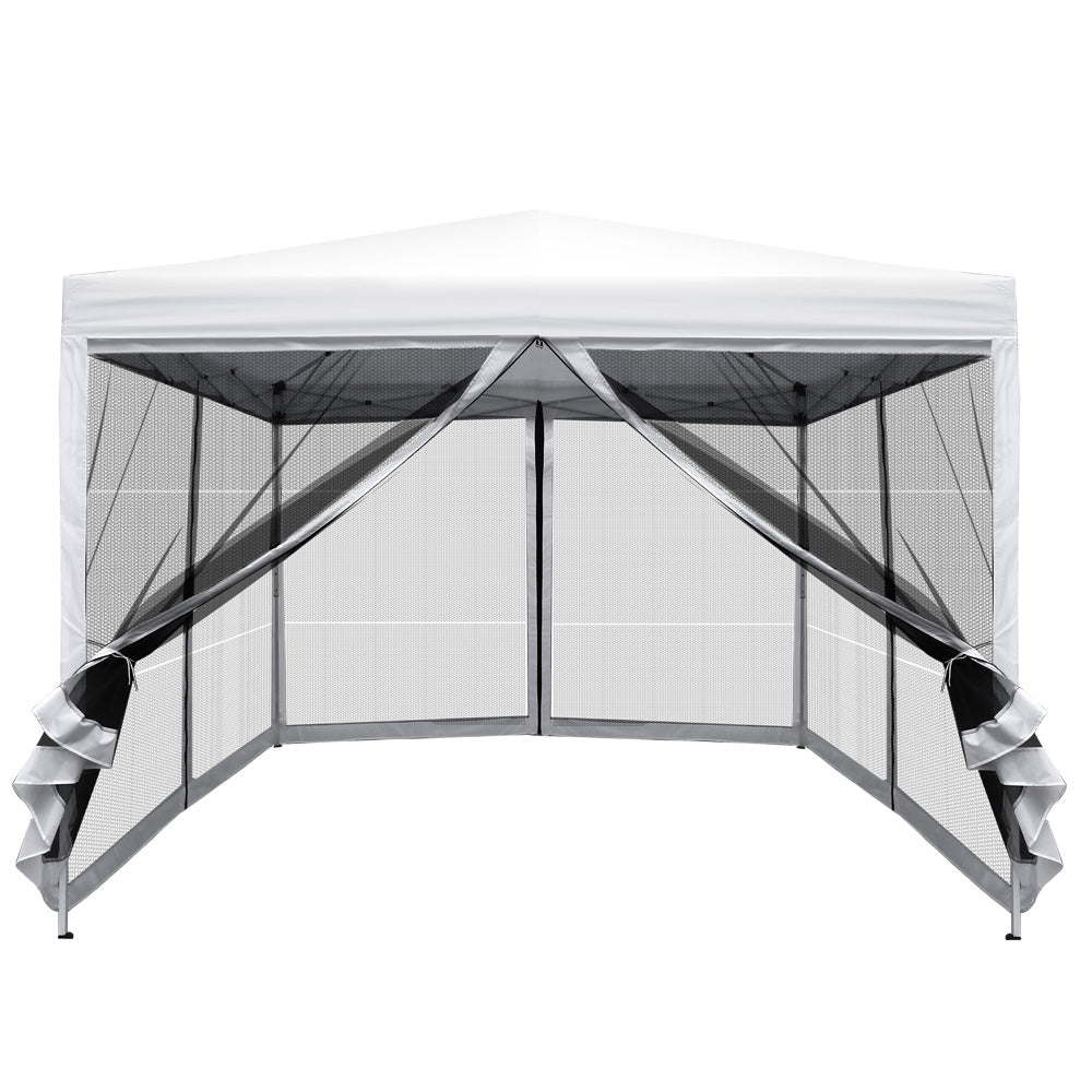 Instahut Gazebo Pop Up Marquee 3x3m Wedding Mesh Side Wall Outdoor Gazebos White