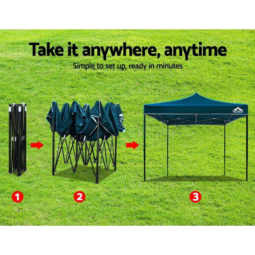 Instahut Pop Up Gazebo 3x3m Tent Folding Wedding Marquee Gazebos Sailor BLue