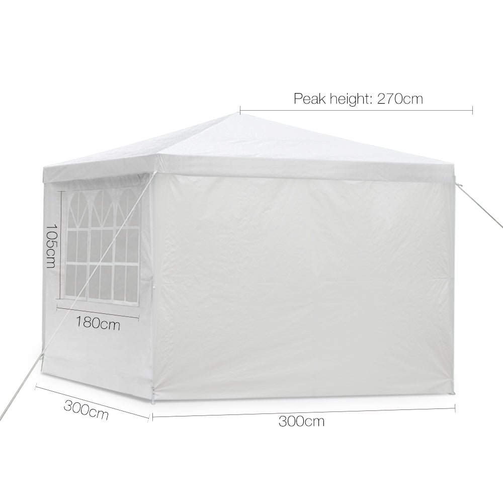Instahut Gazebo 3x3m Outdoor Marquee Side Wall Party Wedding Tent Camping White 4 Panel