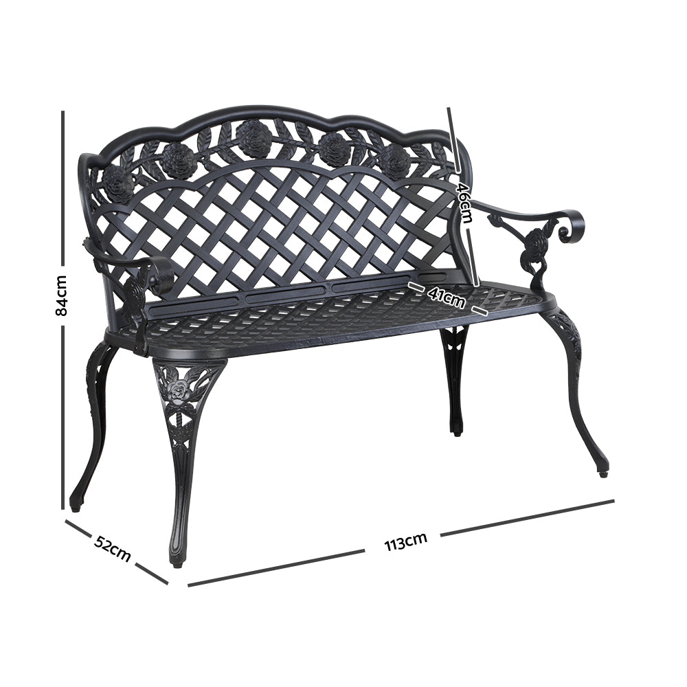 Gardeon Garden Bench Patio Porch Park Lounge Cast Aluminium Outdoor Furniture