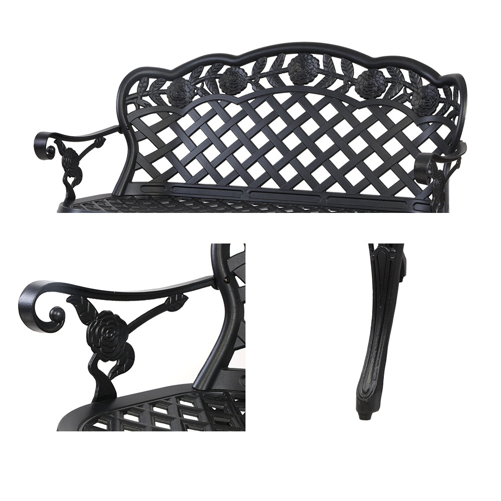 Gardeon Garden Bench Patio Porch Park Lounge Cast Aluminium Outdoor Furniture