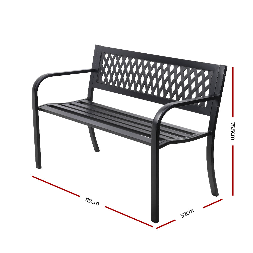 Gardeon Steel Modern Garden Bench - Black