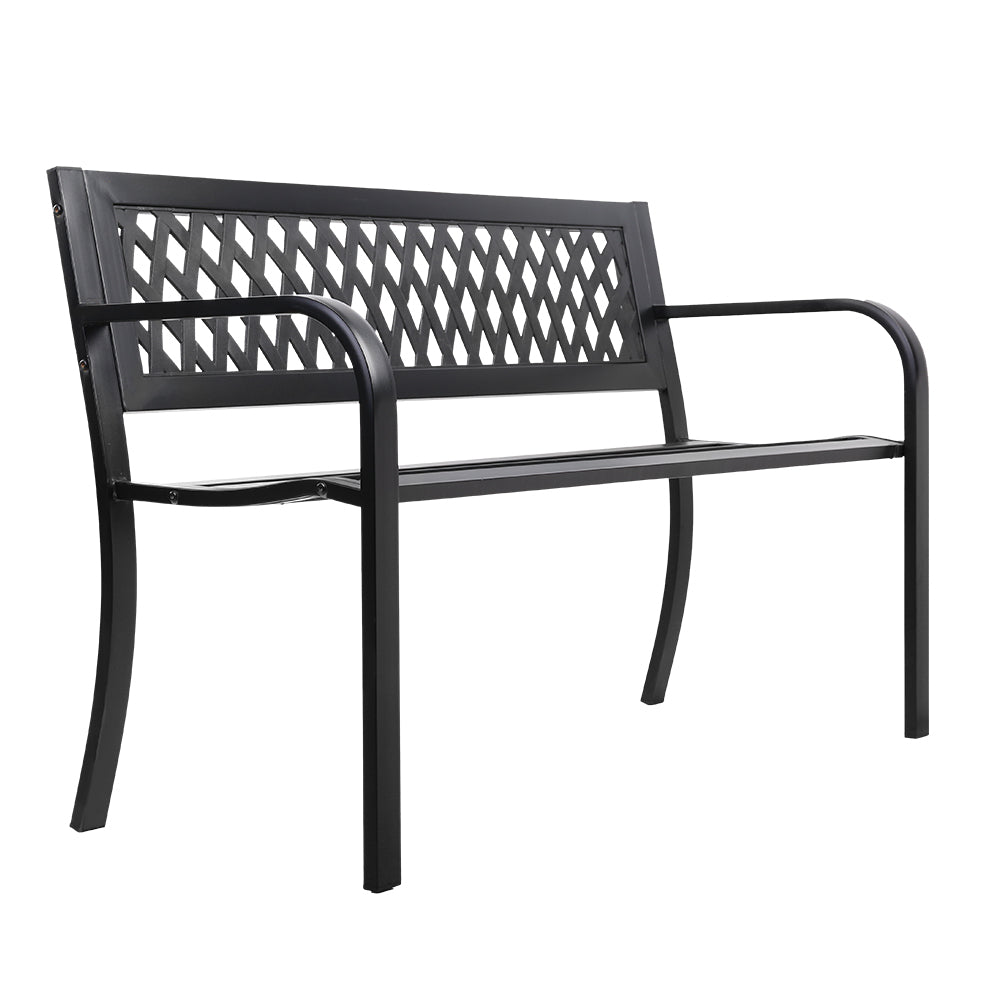 Gardeon Steel Modern Garden Bench - Black