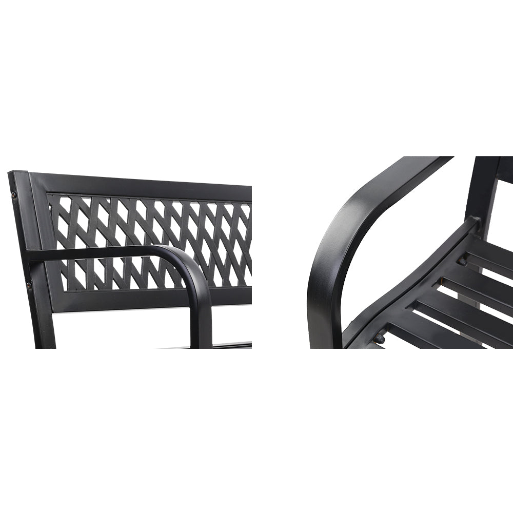Gardeon Steel Modern Garden Bench - Black