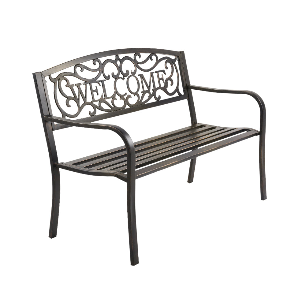 Gardeon Cast Iron Welcome Garden Bench - Bronze