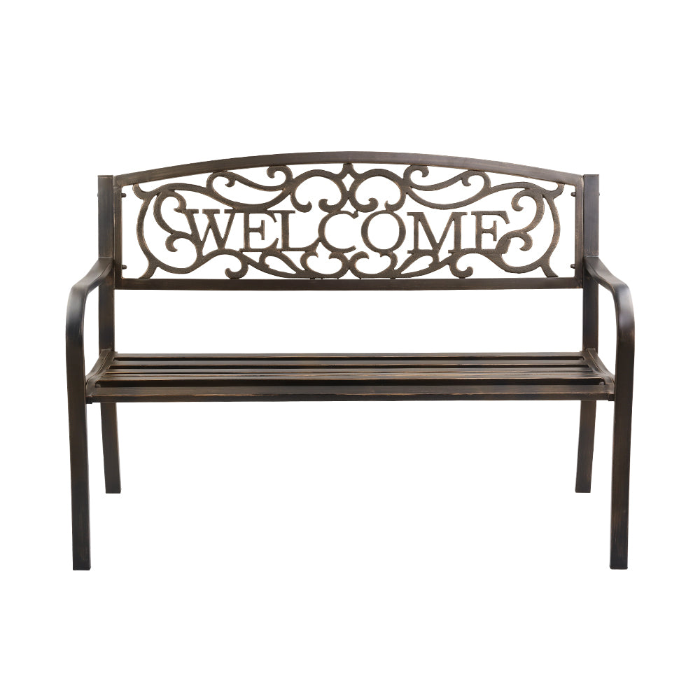 Gardeon Cast Iron Welcome Garden Bench - Bronze