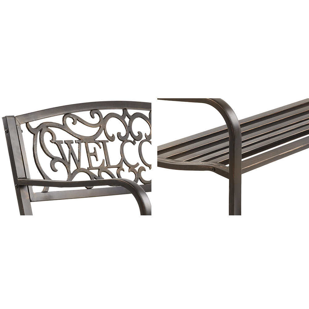 Gardeon Cast Iron Welcome Garden Bench - Bronze