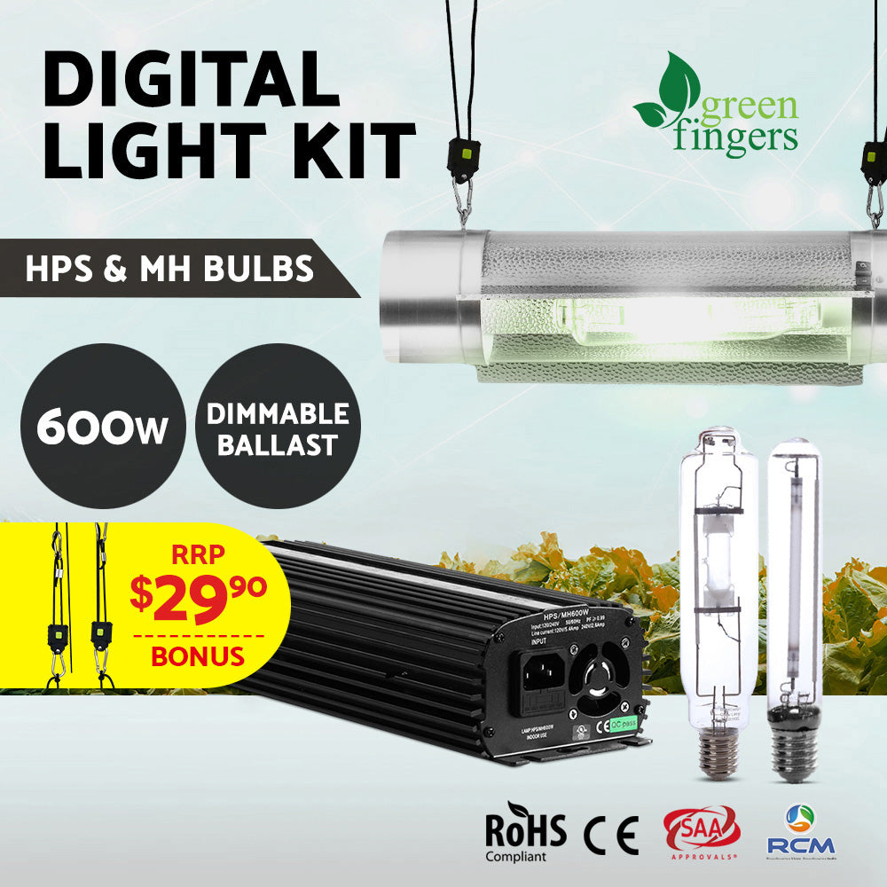 Greenfingers 600W HPS MH Grow Light Kit Digital Ballast TUBE Reflector Hydroponic Grow System