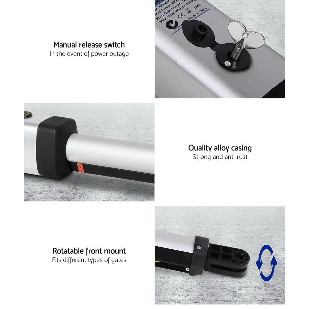 LockMaster Swing Gate Opener 40W Auto Solar Power Electric Remote Control 600KG
