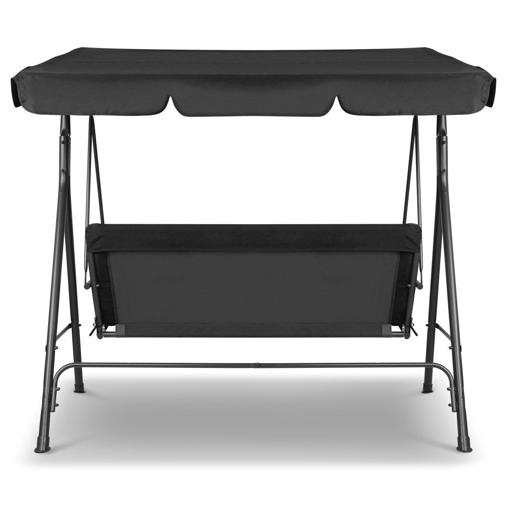 Gardeon Outdoor Furniture Swing Chair Hammock 3 Seater Bench Seat Canopy Black