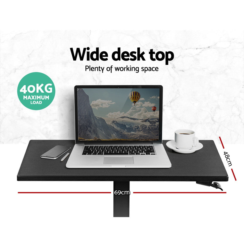 Artiss Mobile Height Adjustable Standing Desk Sit Stand Portable Computer Laptop Bar Table Gas Lift Black