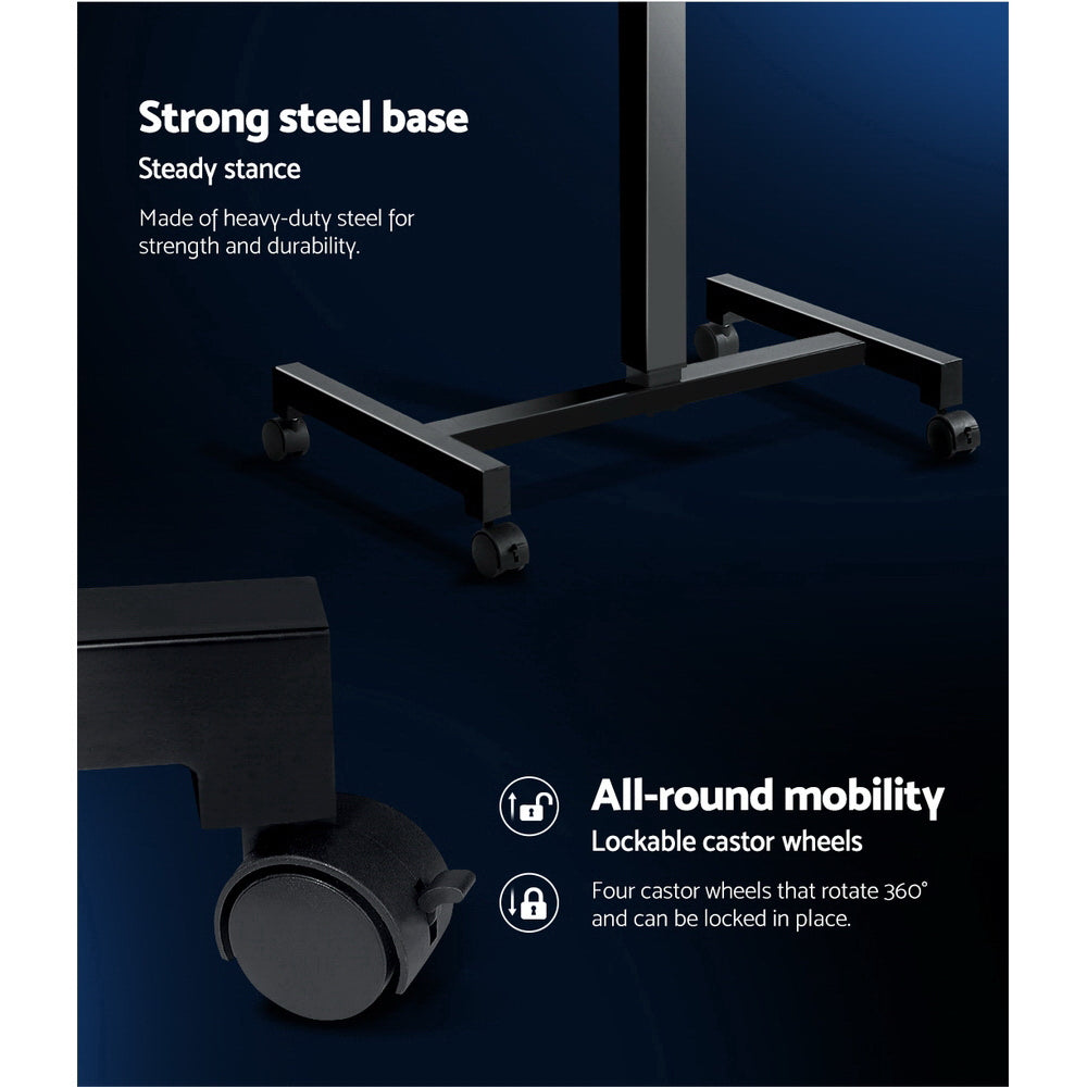 Artiss Mobile Height Adjustable Standing Desk Sit Stand Portable Computer Laptop Bar Table Gas Lift Black