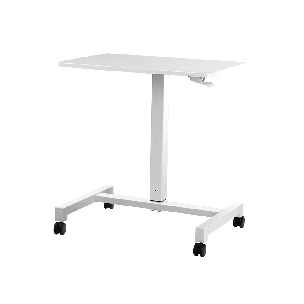 Artiss Mobile Height Adjustable Standing Desk Sit Stand Portable Computer Laptop Bar Table Gas Lift White