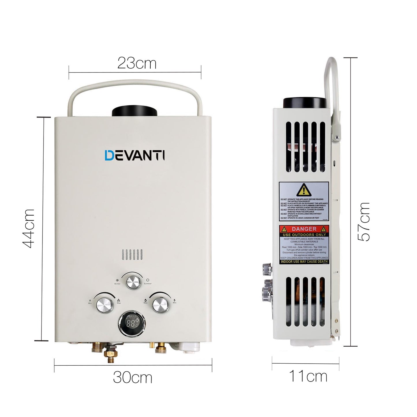 Devanti Outdoor Gas Hot Water Heater Portable Camping Shower 12V Pump Grey