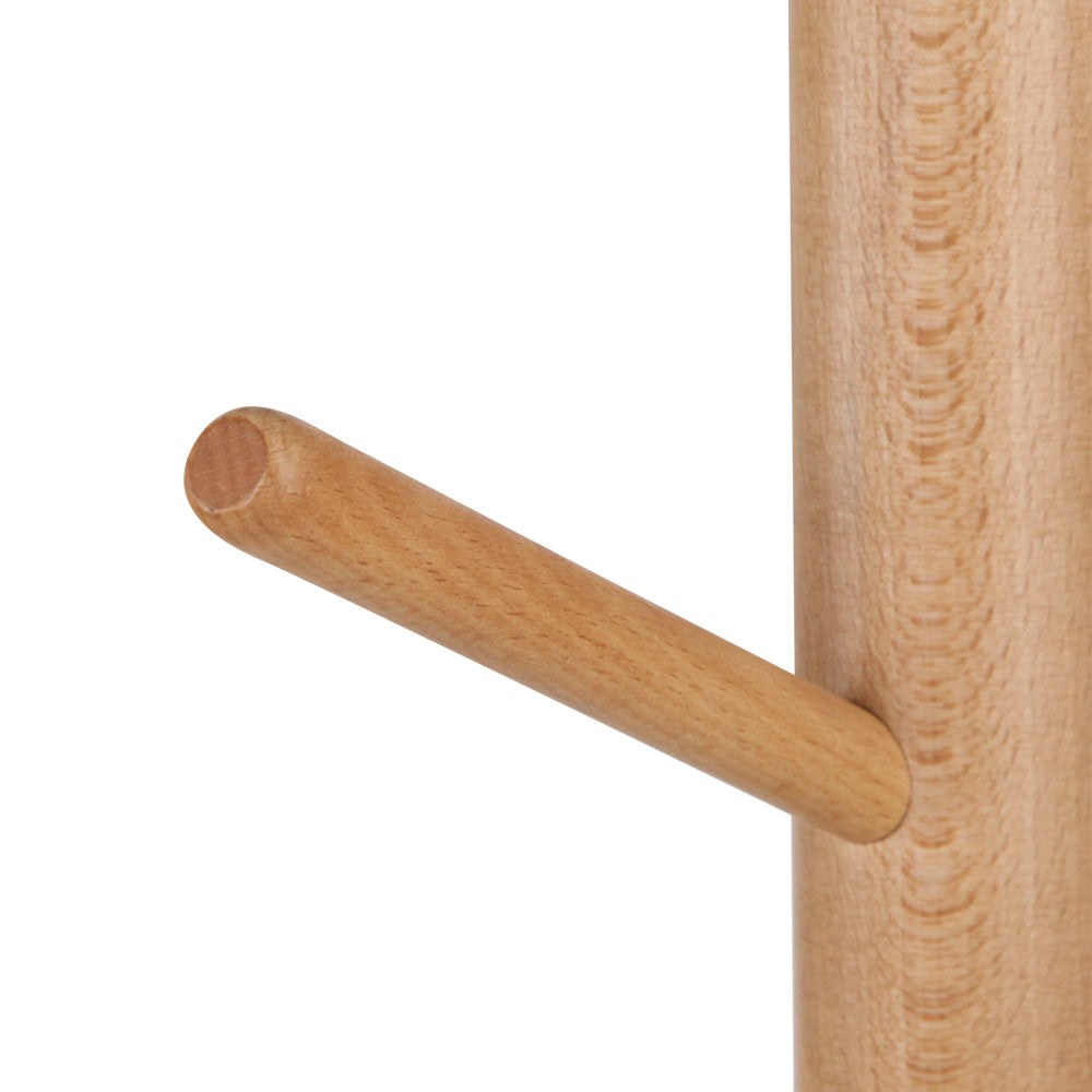 Artiss Wooden Clothes Stand with 6 Hooks - Beige