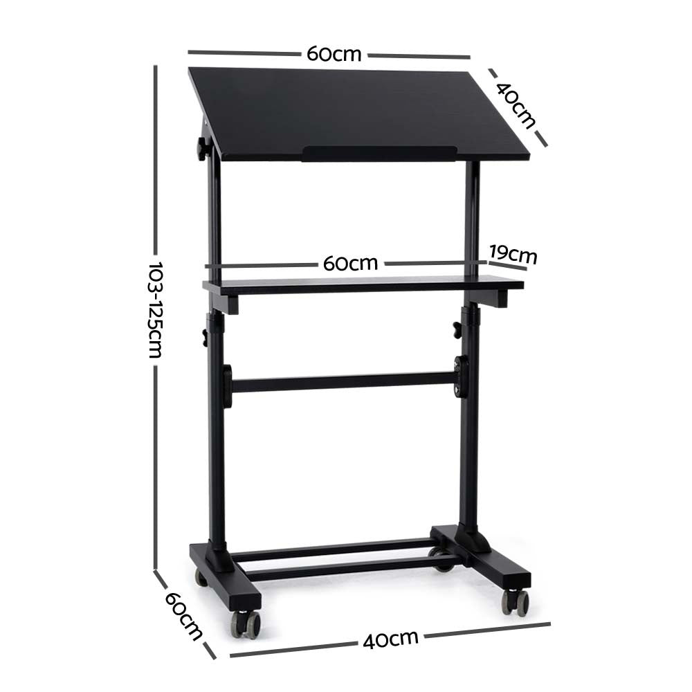 Height Adjustable Tilt Mobile Standing Laptop Desk Office Bedside Table