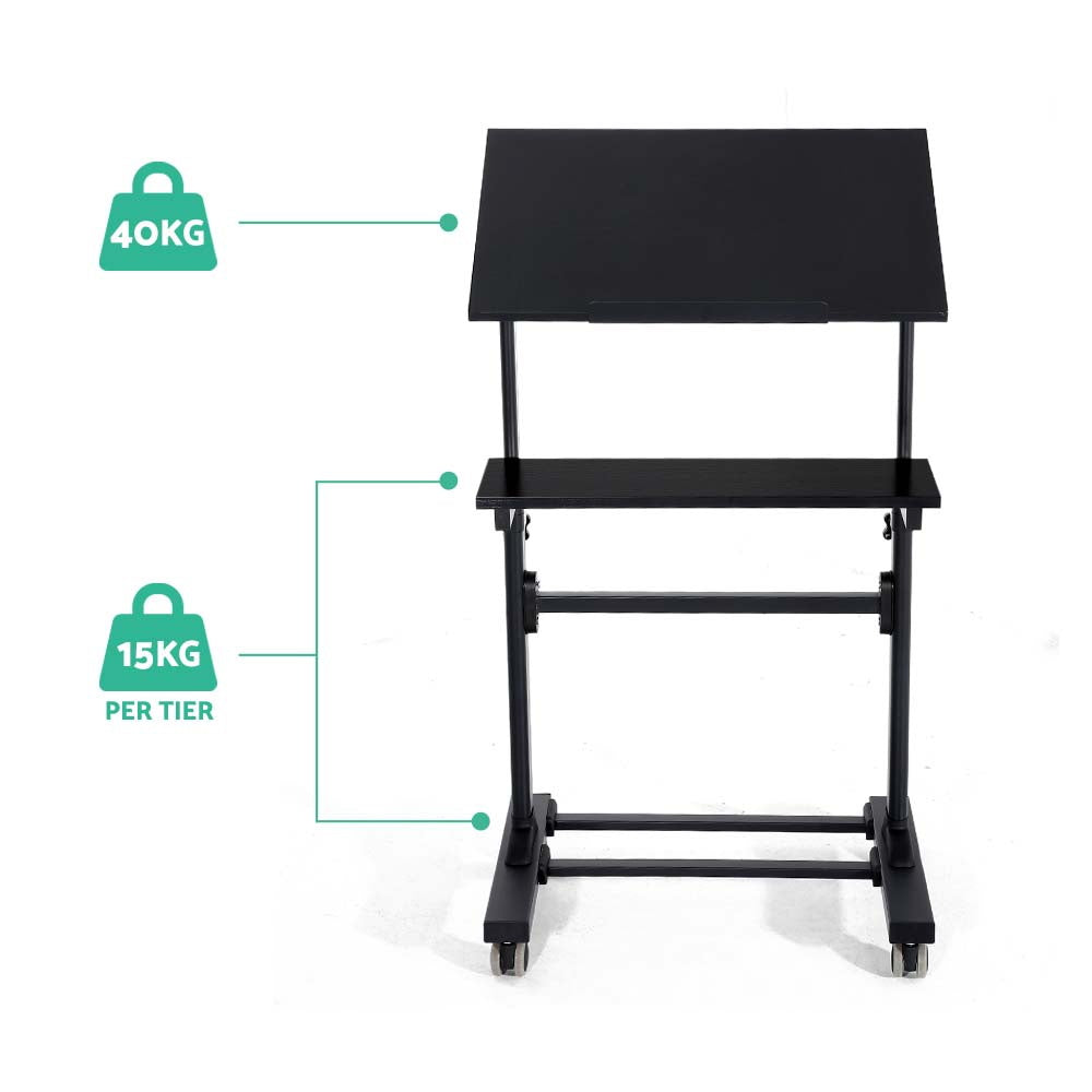 Height Adjustable Tilt Mobile Standing Laptop Desk Office Bedside Table