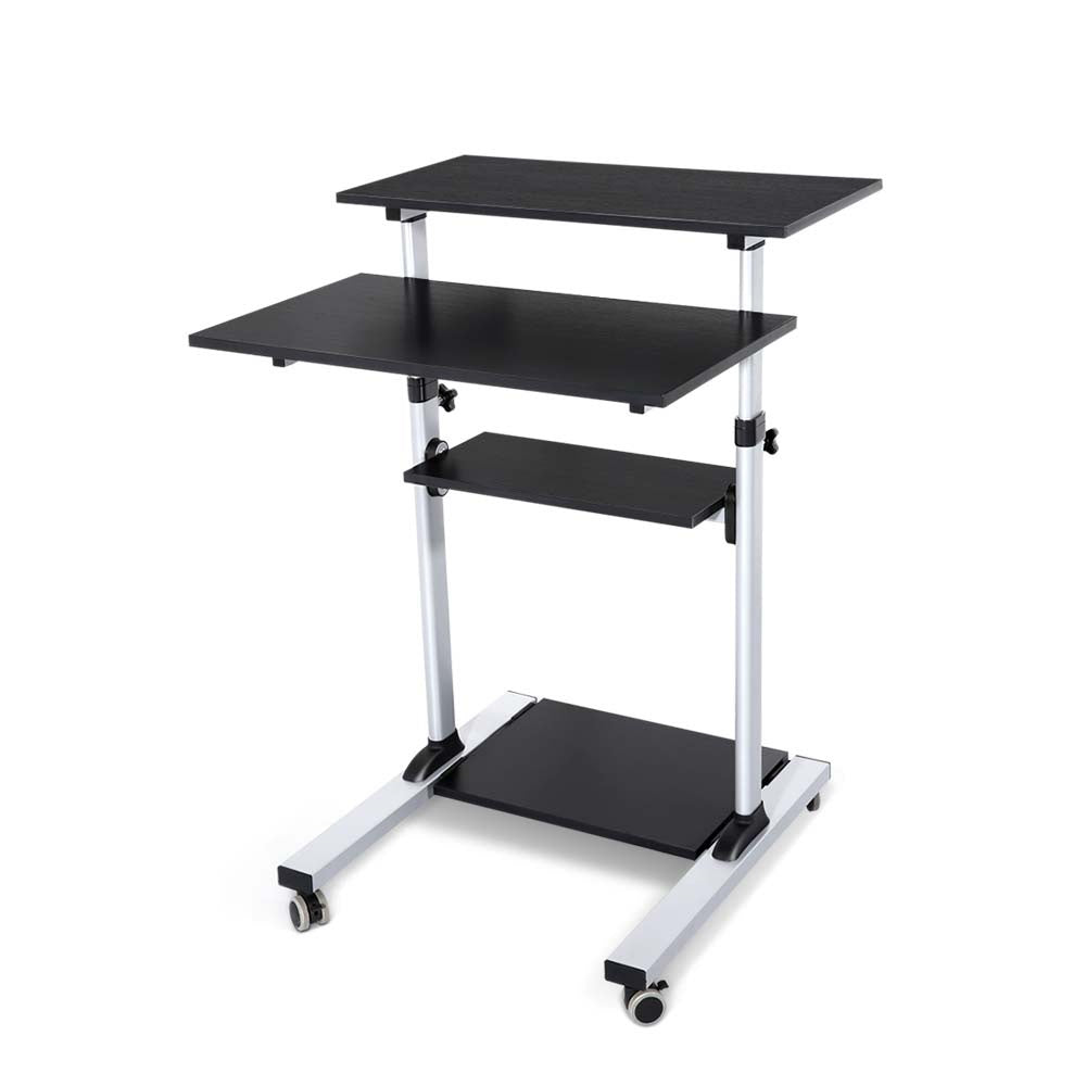 Height Adjustable Mobile Work Station Standing Laptop Desk Bedside Table