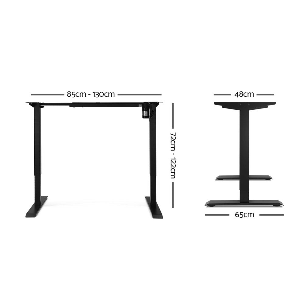 Electric Motorised Height Adjustable Standing Desk - Black Frame with 140cm White Top