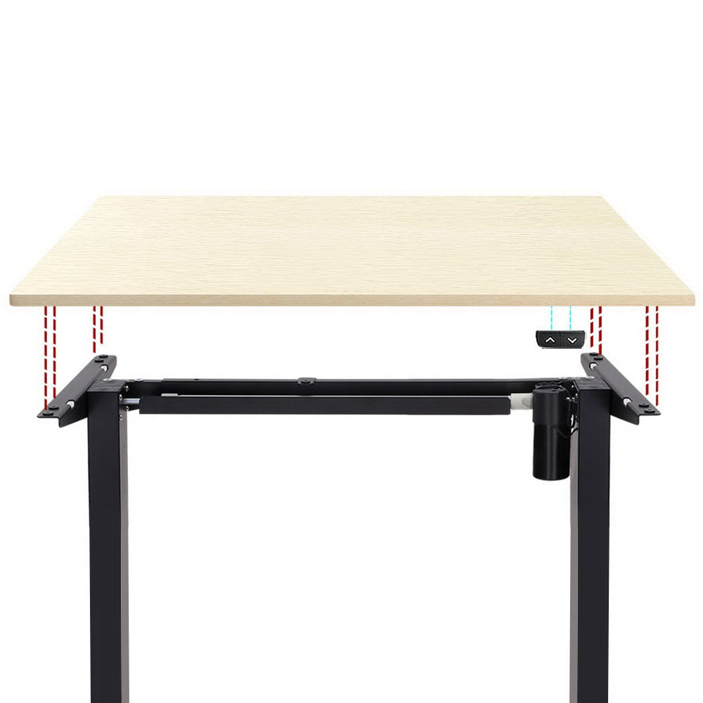 Electric Motorised Height Adjustable Standing Desk - Black Frame with 140cm Natural Oak Top