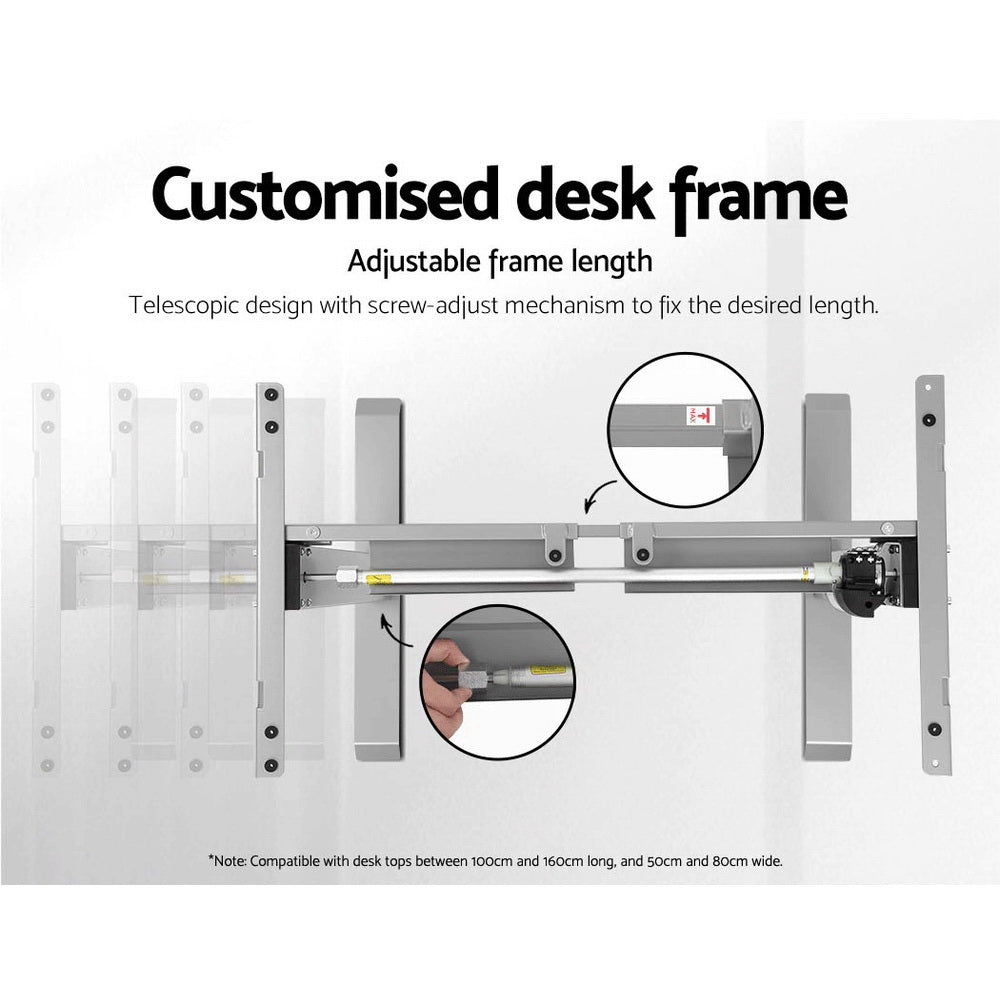 Artiss Standing Desk Sit Stand Table Height Adjustable Motorised Electric Grey Frame 120cm Walnut